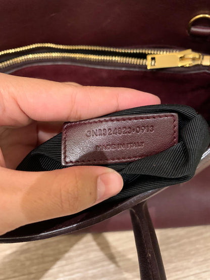 Yves Saint Laurent Sac De Jour Small Calfskin Burgundy GHW Size 32x16x23
