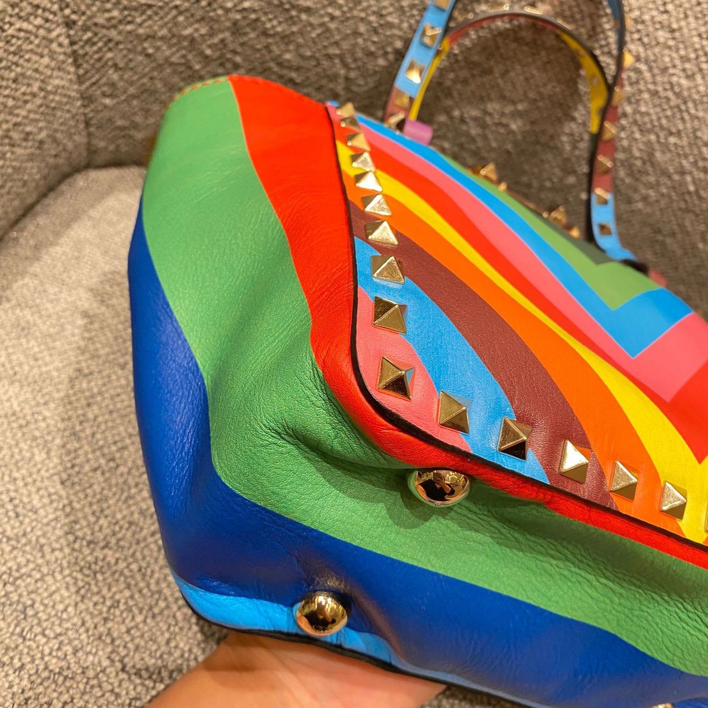 Valentino Garavani Rockstud Small Tote Rainbow Bag Size 19x9x17