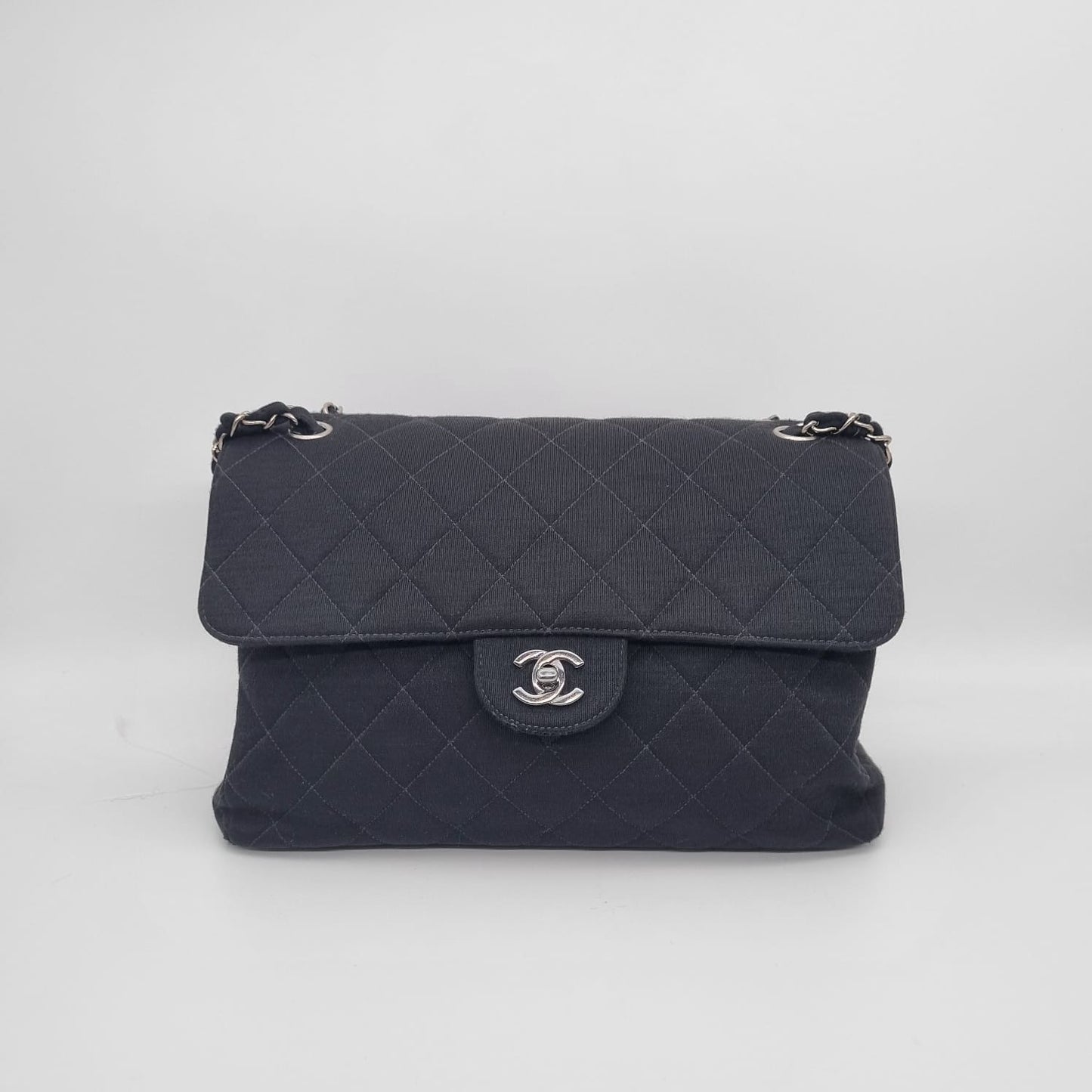 Chanel Classic 2 Face Satin Black SHW #4 Size 31x11x18