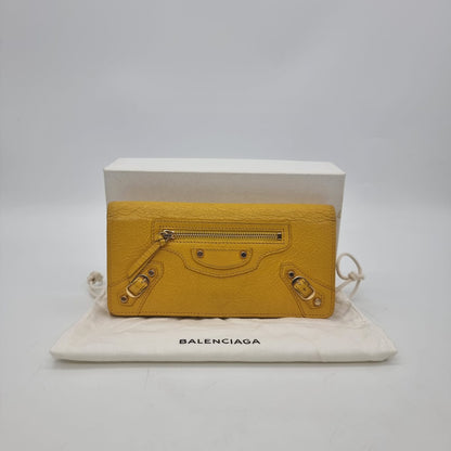 Balenciaga Potefeuille Flap Wallet Yellow SHW #B 2017 Size 19x10