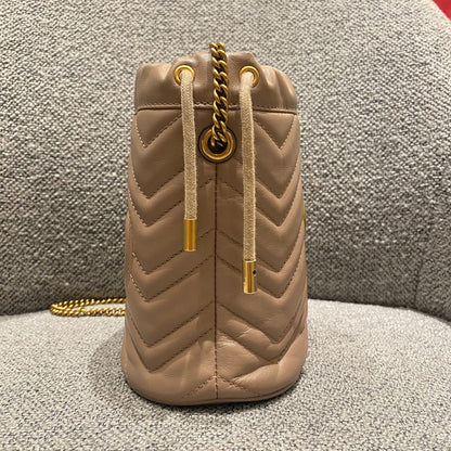 Gucci Matelasse Mini Bucket Bag Nude GHW Size 13x11x18