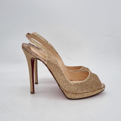 Christian Louboutin Yolanda Sling Glitter Nude Size 37/23