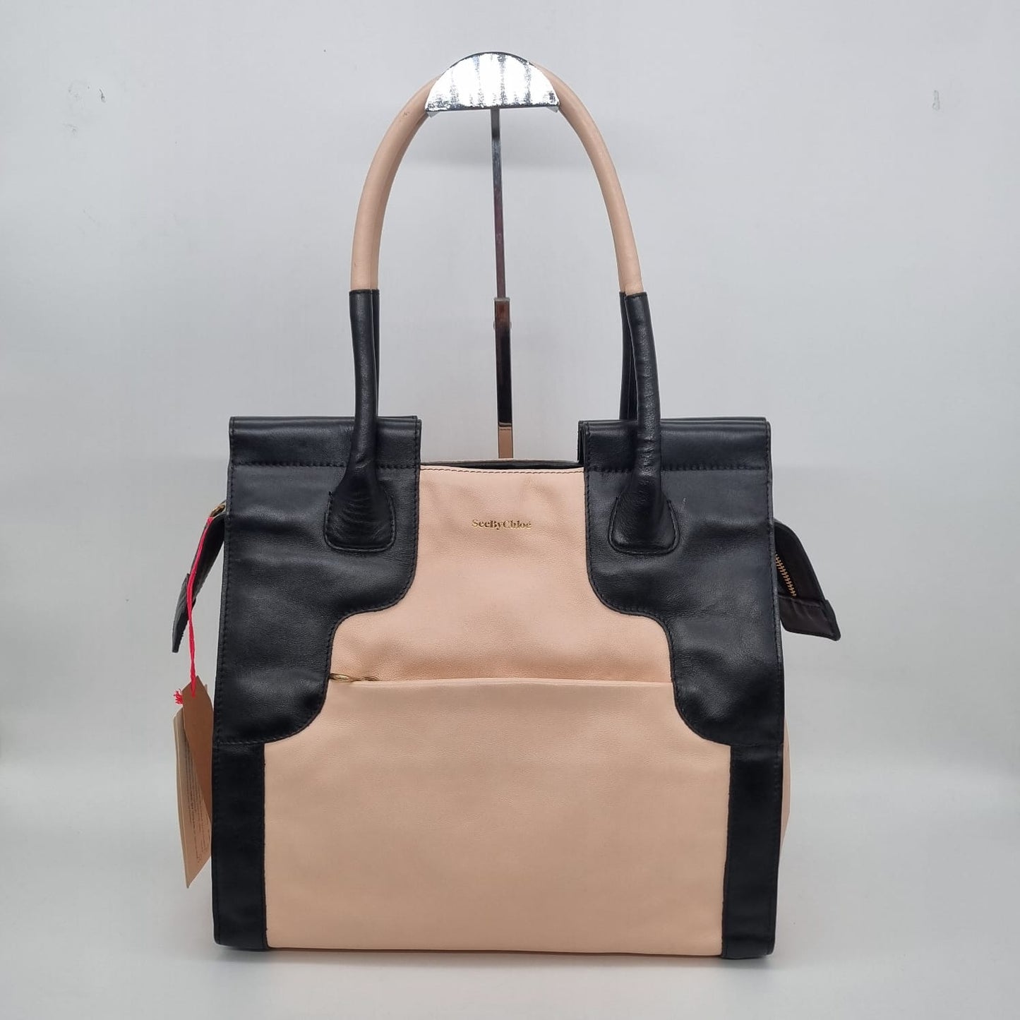 See By Chloe Tote Bag Beige Black Size 33x34x32