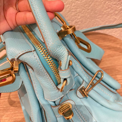 Chloe Paraty Leather Blue Sky Size 37x15x22