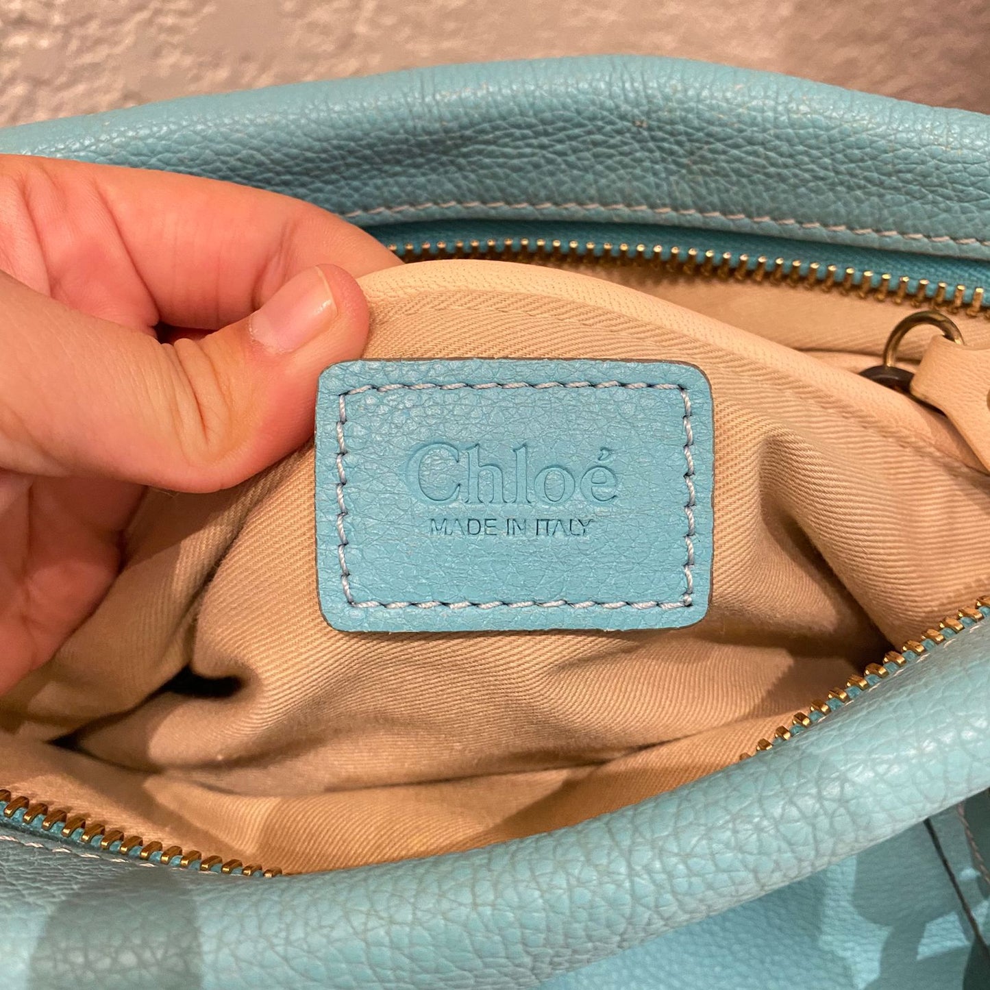 Chloe Paraty Leather Blue Sky Size 37x15x22