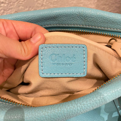 Chloe Paraty Leather Blue Sky Size 37x15x22