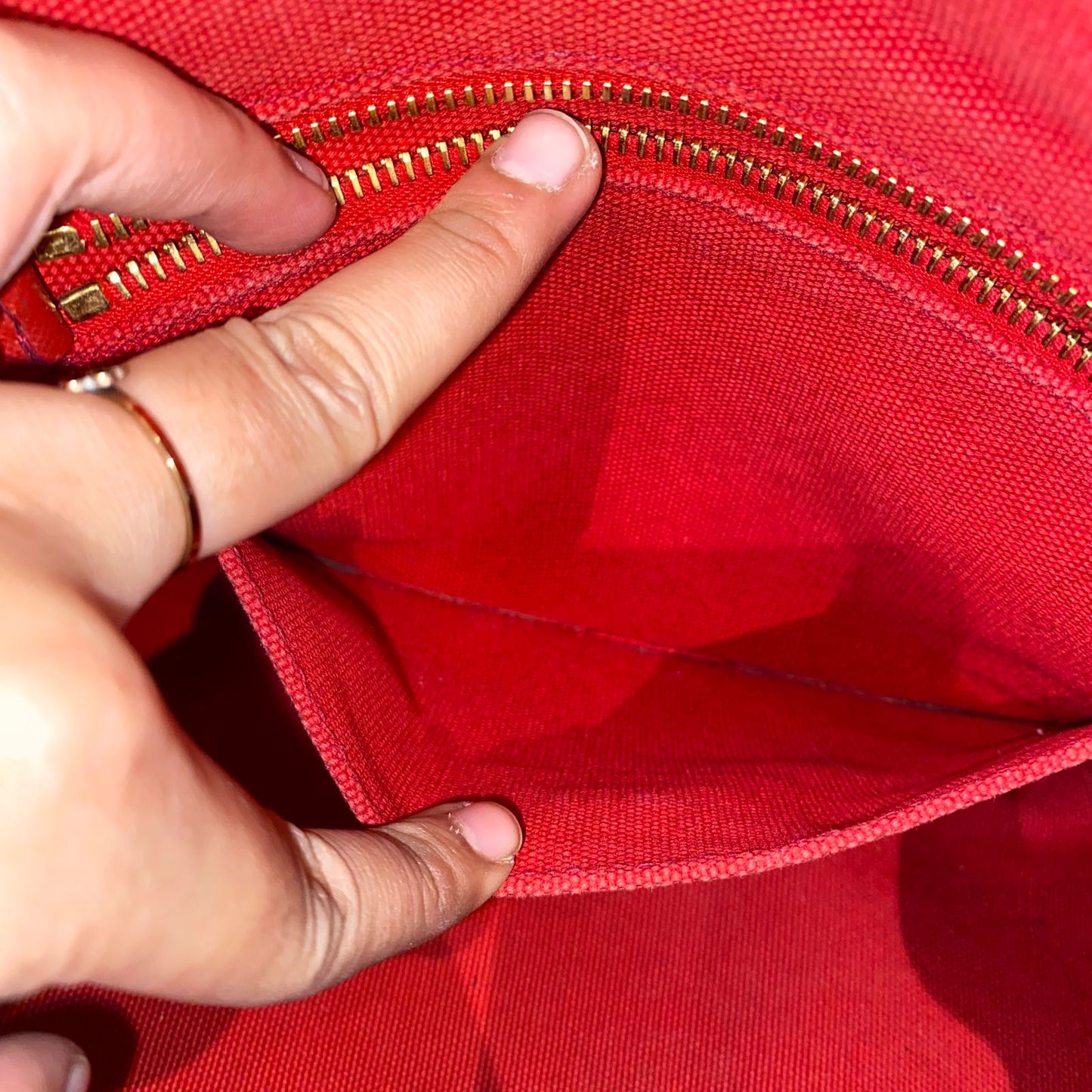 Prada Canapa Shopping Tote Canvas Red Size Size 35x23x22