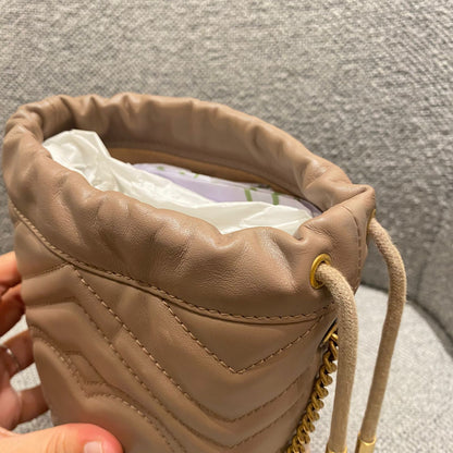 Gucci Matelasse Mini Bucket Bag Nude GHW Size 13x11x18