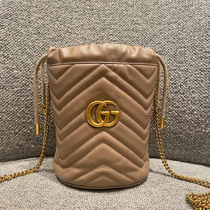 Gucci Matelasse Mini Bucket Bag Nude GHW Size 13x11x18