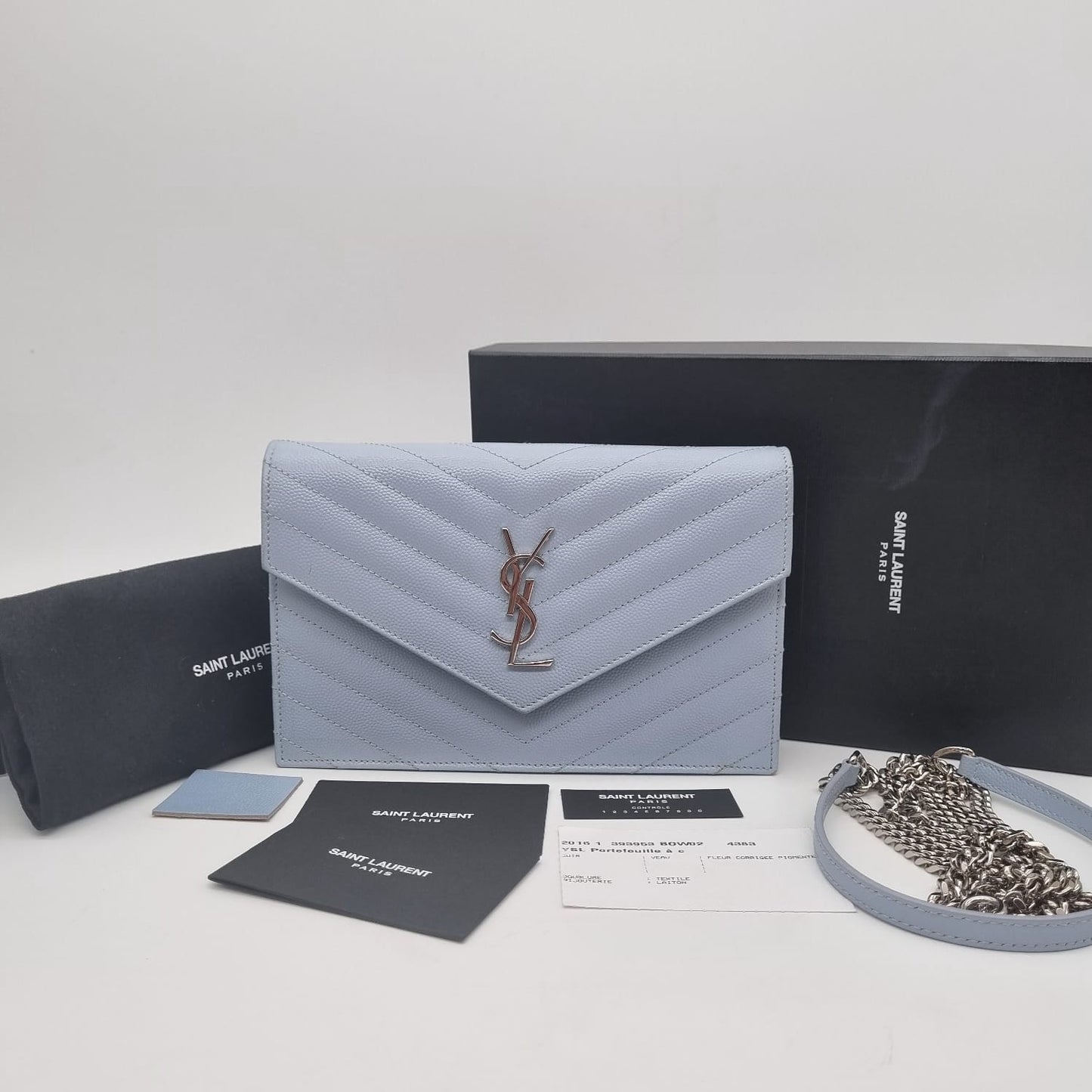 Yves Saint Laurent Envelope WOC Light Blue SHW 2016 Size 19x4x13