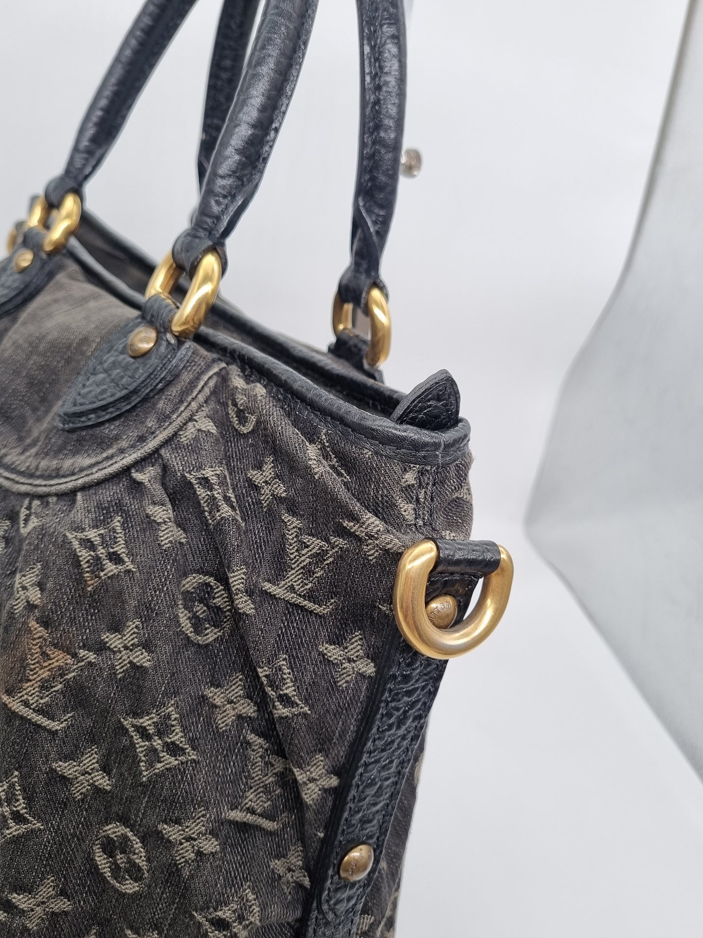 Louis Vuitton Neo Cabby Monogram Black Denim 2008 Size 44x11s35