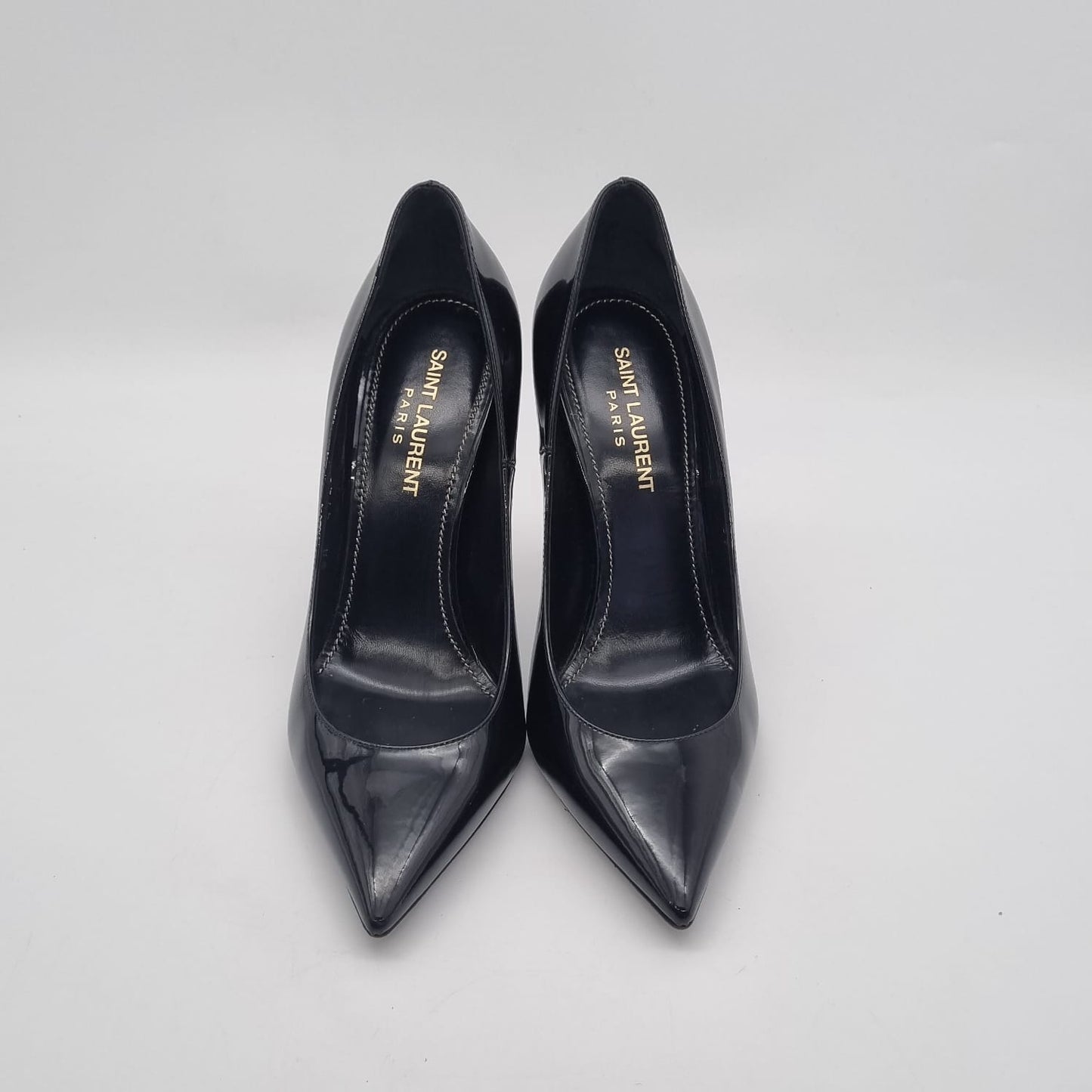 Yves Saint Laurent Opyum Patent Leather Pumps All Black Size 37/25 Dari Ujung