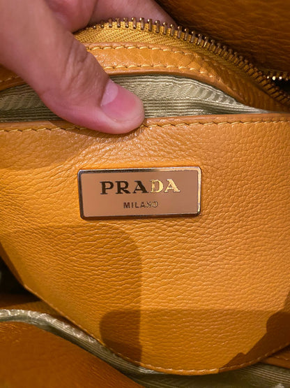 Prada Bucket Bag Leather Mustard Size 26x18x28