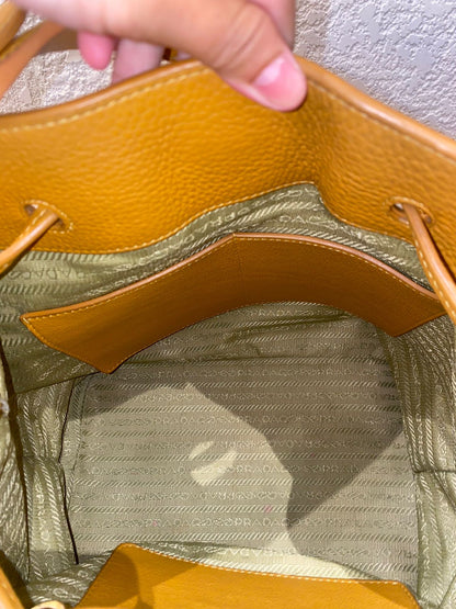 Prada Bucket Bag Leather Mustard Size 26x18x28