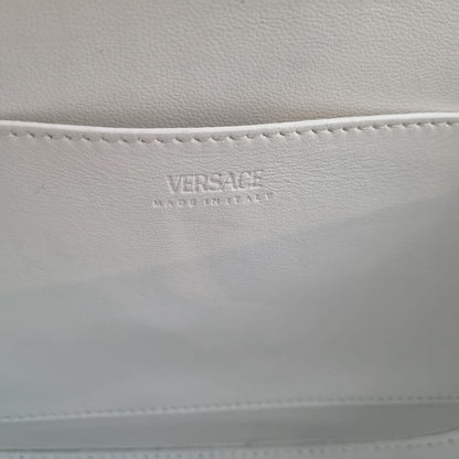 Versace Large Shoulder Calf Leather White Size 21x6x18