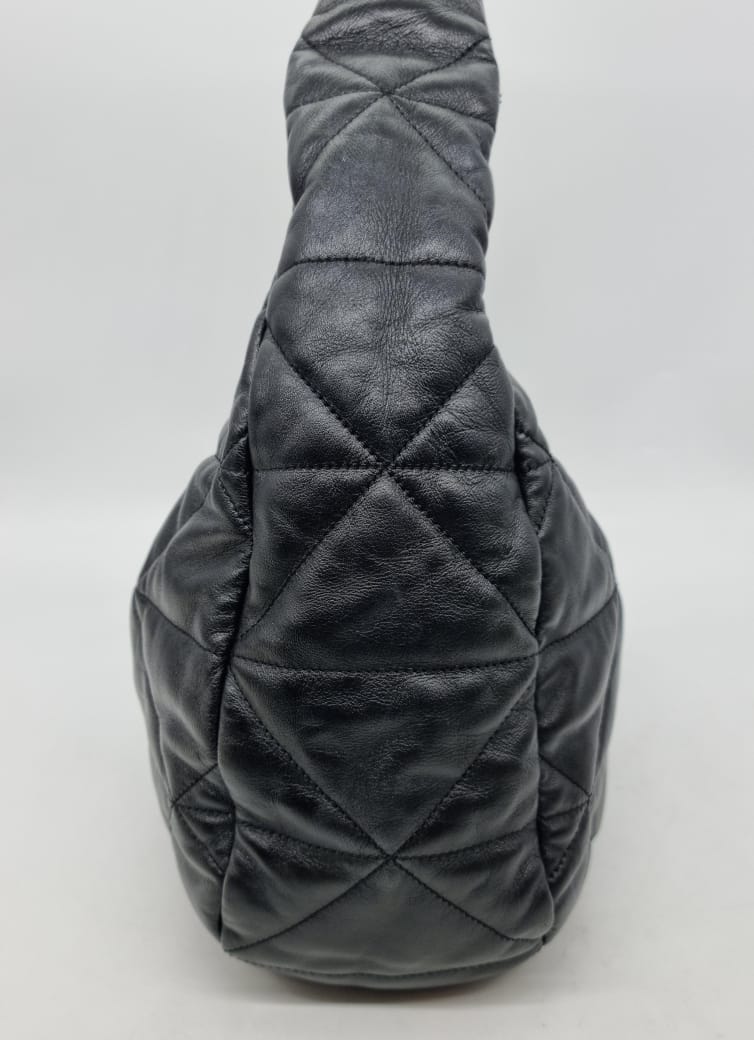 Prada Hobo Bag Leather Black GHW Size 40x13x30