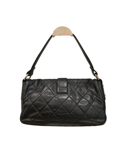 Chanel Quilted Door Latch Flap Shoulder Bag Black #12 Size 30x6x16