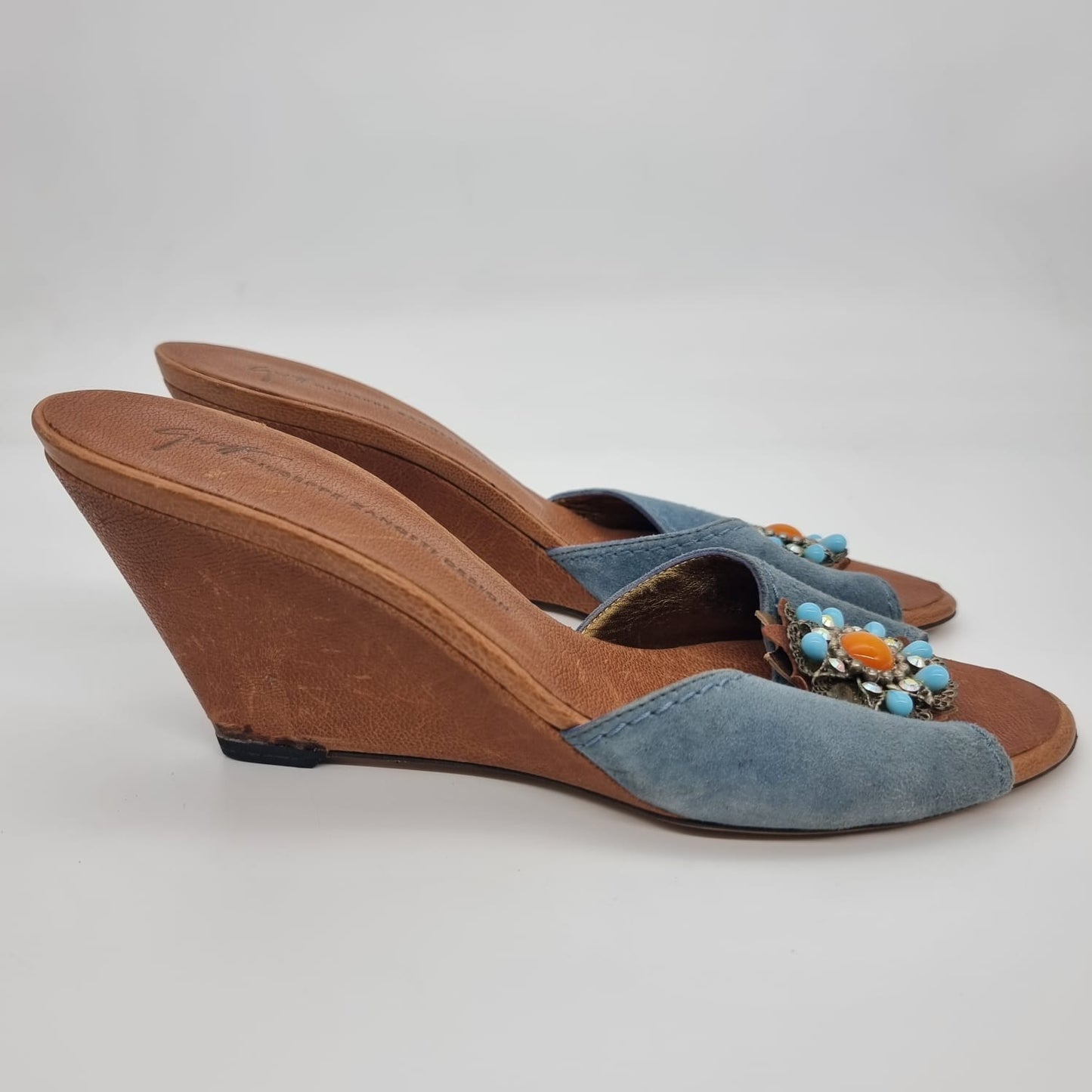 Giuseppe Zanotti Wedges Brown Suede Blue Size 40/26