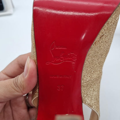 Christian Louboutin Yolanda Sling Glitter Nude Size 37/23