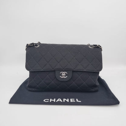 Chanel Classic 2 Face Satin Black SHW #4 Size 31x11x18