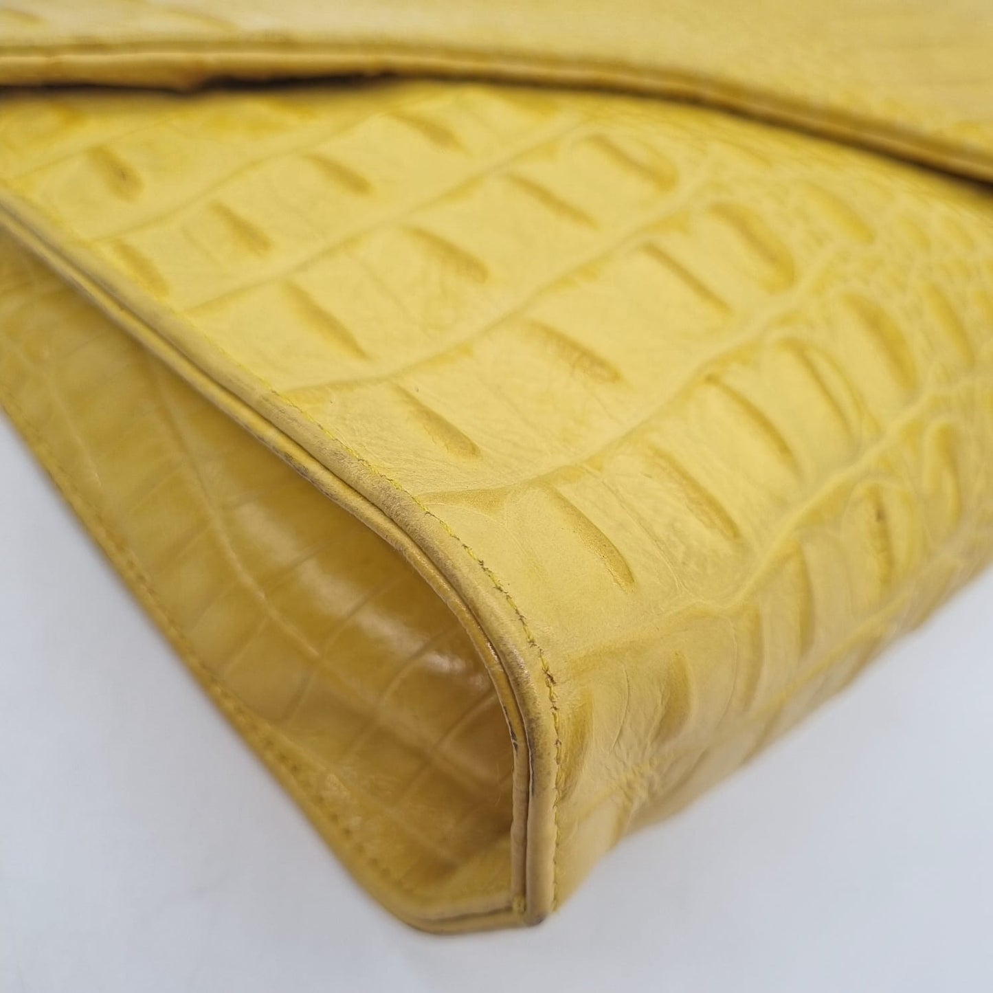 JJ Winters Clutch Croco Embossed Yellow Size 33x7x16