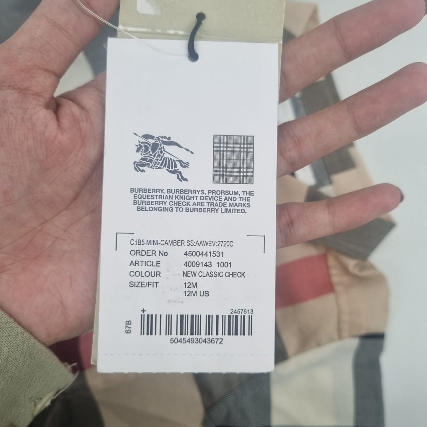 Burberry Shirt Classic Size 12M LD. 29 / P. 34cm
