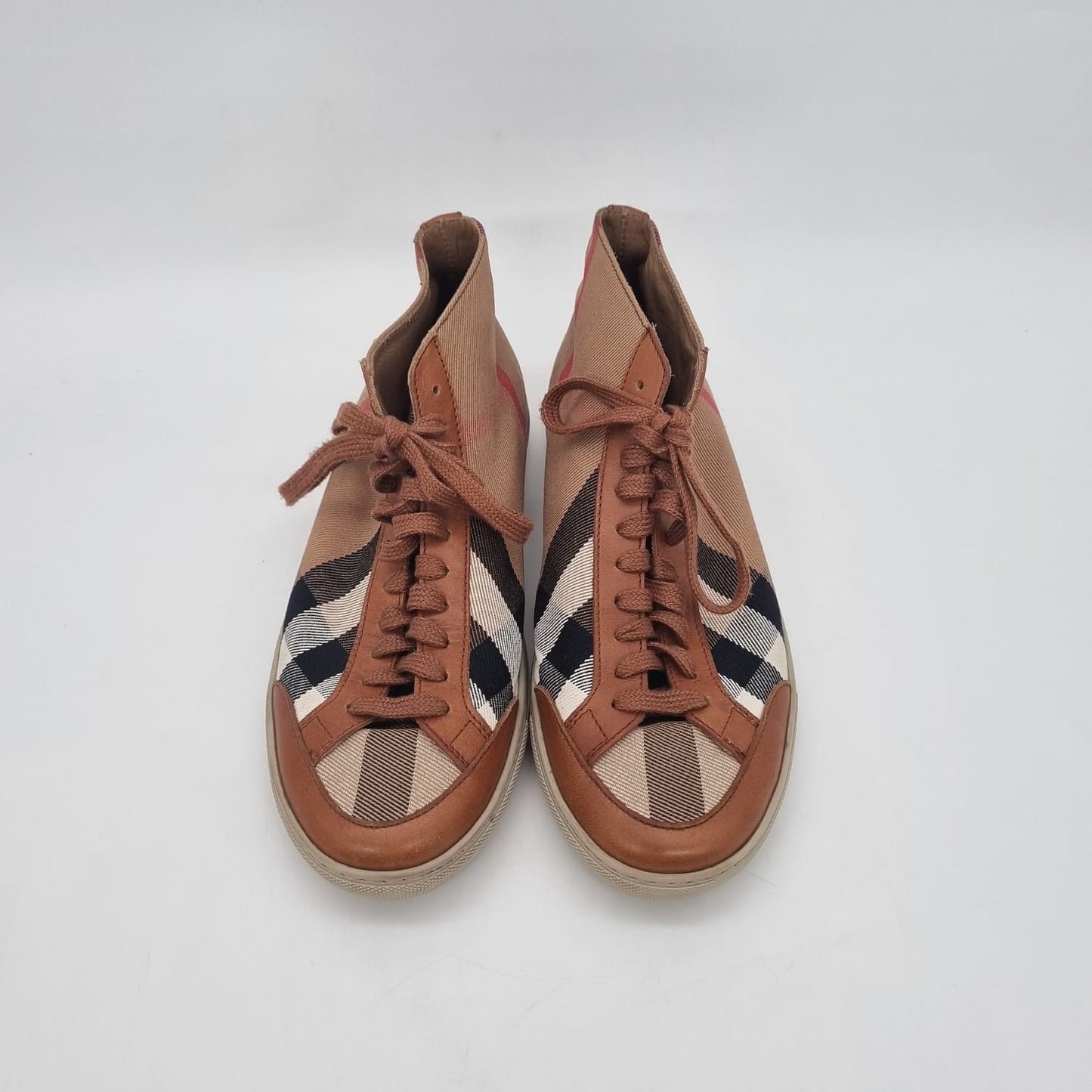 Burberry House Check Canvas and Leather Sneakers Size 38/25,5