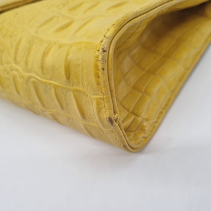 JJ Winters Clutch Croco Embossed Yellow Size 33x7x16