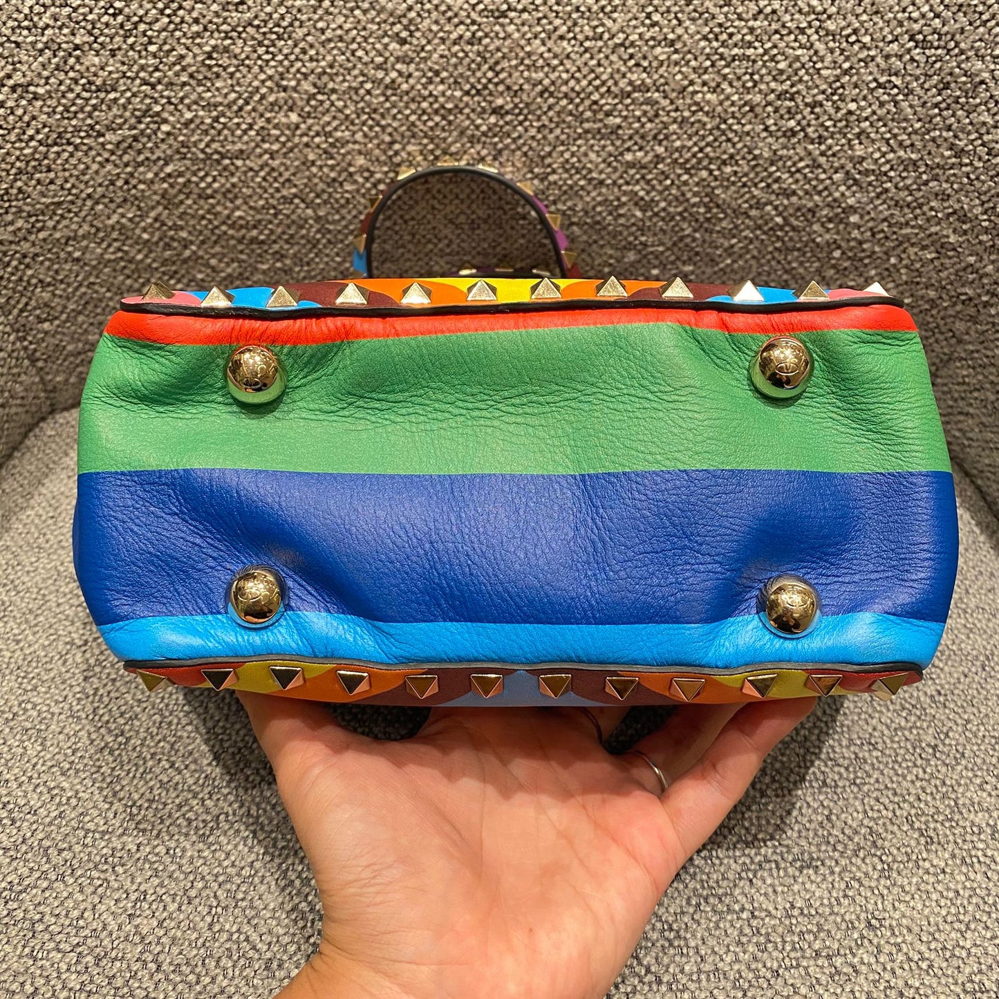 Valentino Garavani Rockstud Small Tote Rainbow Bag Size 19x9x17