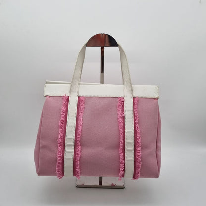 Kate Spade Pink White Canvas Handbag Size 30x16x23