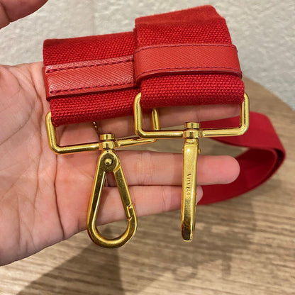 Prada Canapa Shopping Tote Canvas Red Size Size 35x23x22