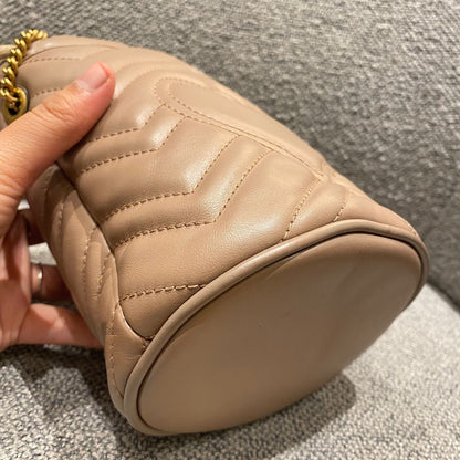 Gucci Matelasse Mini Bucket Bag Nude GHW Size 13x11x18