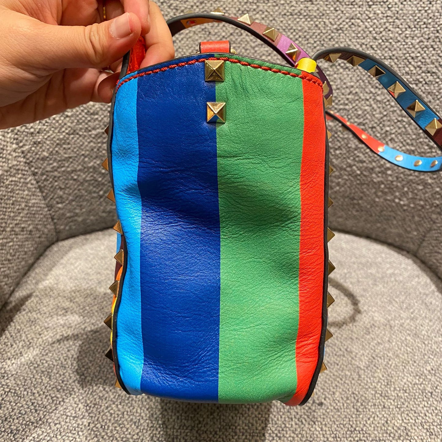 Valentino Garavani Rockstud Small Tote Rainbow Bag Size 19x9x17