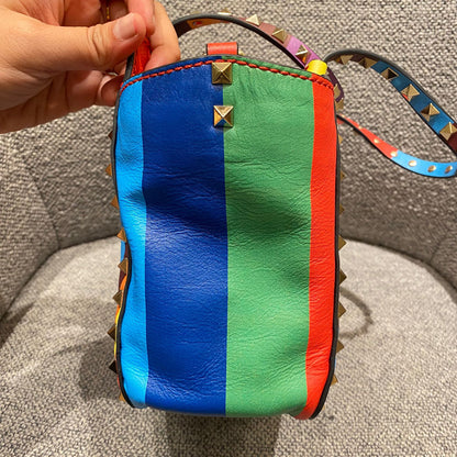 Valentino Garavani Rockstud Small Tote Rainbow Bag Size 19x9x17