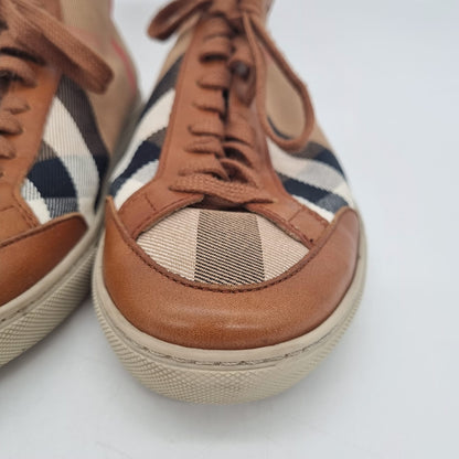 Burberry House Check Canvas and Leather Sneakers Size 38/25,5