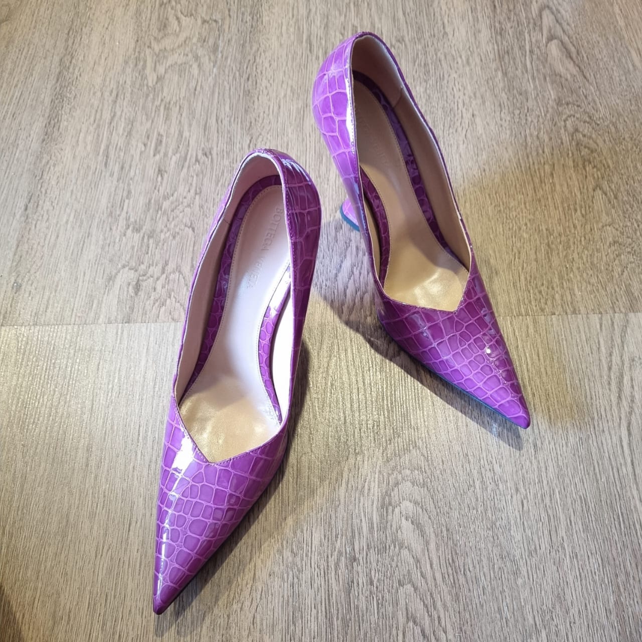 Bottega Veneta Embossed Wedges Croco Purple Size 40/28 Dari Ujung