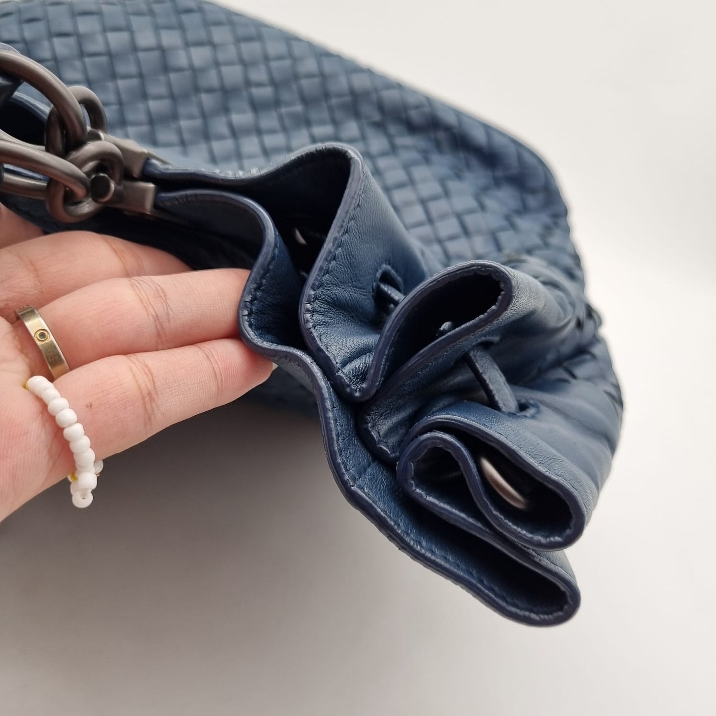 Bottega Veneta Intrecciato Bucket Bag Navy Size 24x15x23