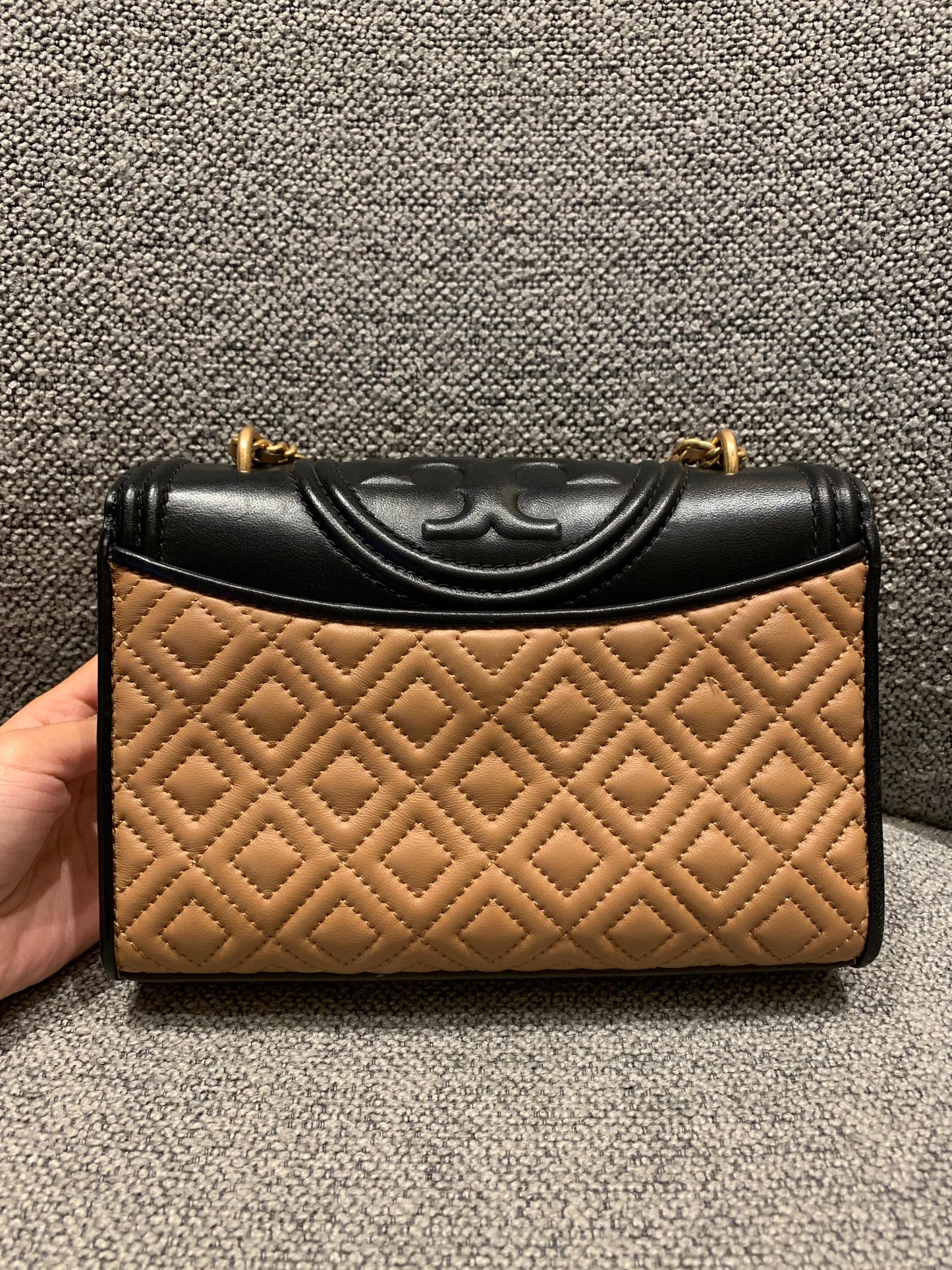 Tory Burch Fleming Convertible Black Brown Size 21x6x14