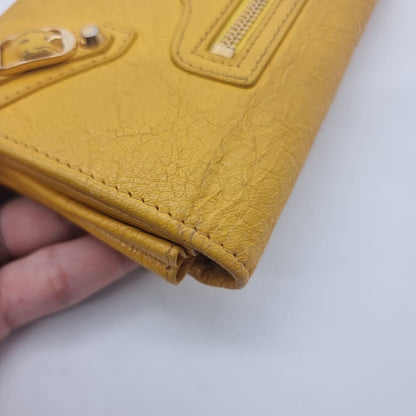 Balenciaga Potefeuille Flap Wallet Yellow SHW #B 2017 Size 19x10