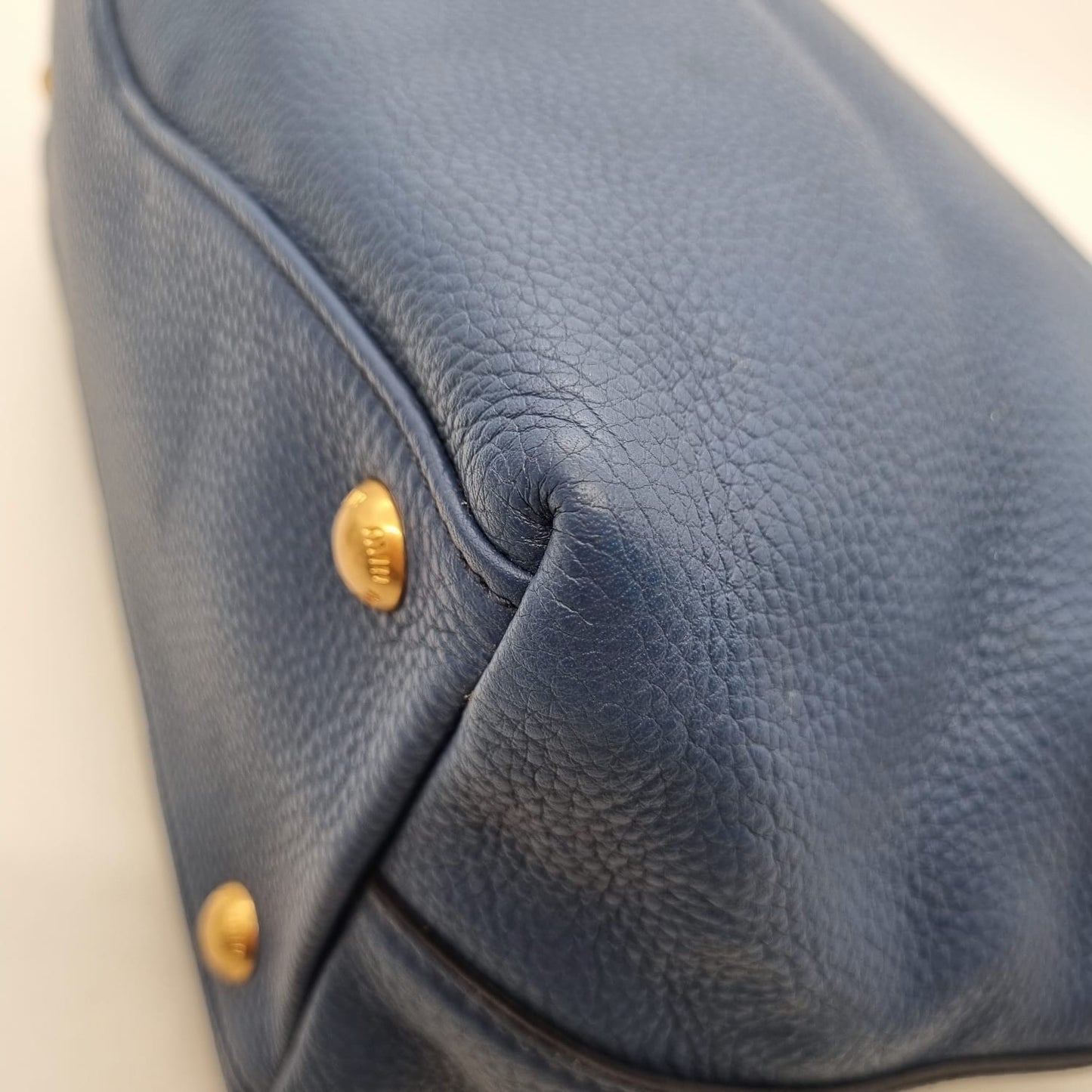 Miu Miu Push Lock Top Handle Blue Graniet Size 31x13x25