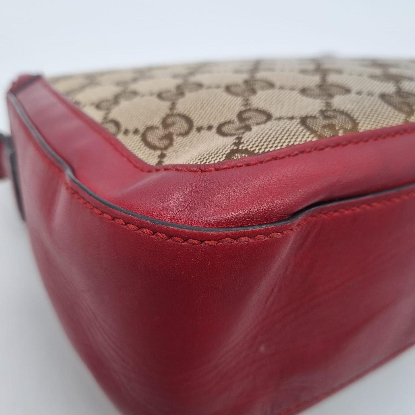 Gucci Lady Web Shoulder Bag GG Canvas Red Size 24x7x20