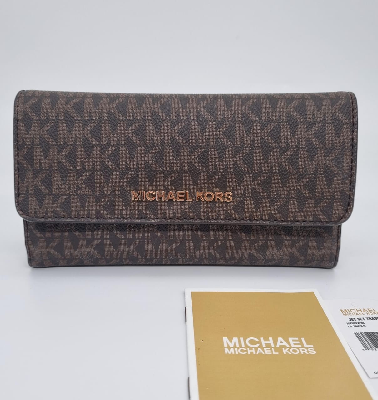 Michael Kors Jet Set Travel Trifold Wallet Brown Size 18x11