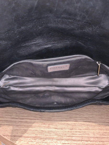 Chanel Quilted Door Latch Flap Shoulder Bag Black #12 Size 30x6x16