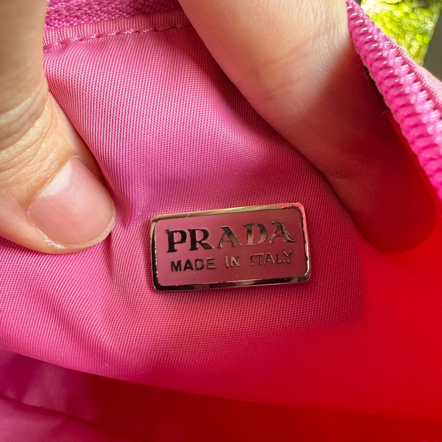 Prada Re Edition Handbag Nylon Pink Size 23x7x14