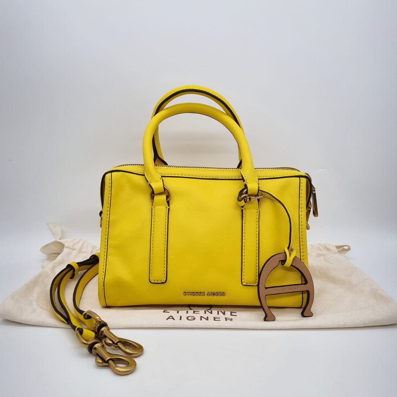 Aigner Etienne Crossbody Bag Yellow Size 24x12x17