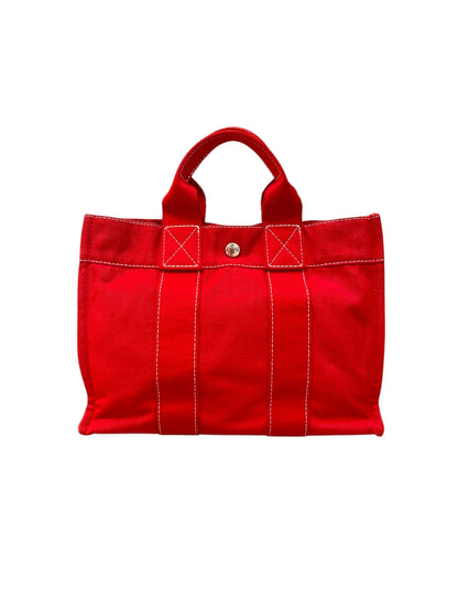Hermes Herline Tote Canvas Red Size 30x8x22
