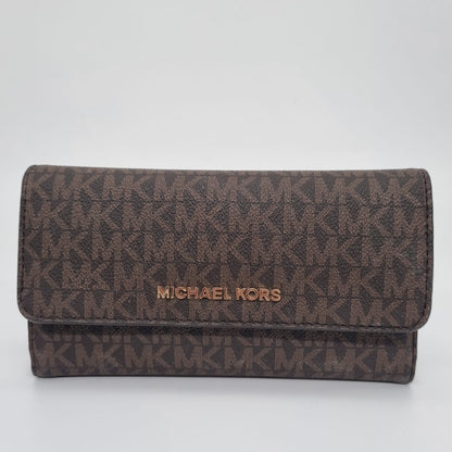 Michael Kors Jet Set Travel Trifold Wallet Brown Size 18x11