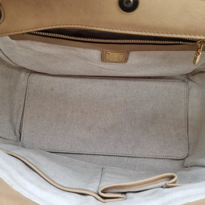 MCM Visetos Logo Leather Tote Beige Size 31x13x32