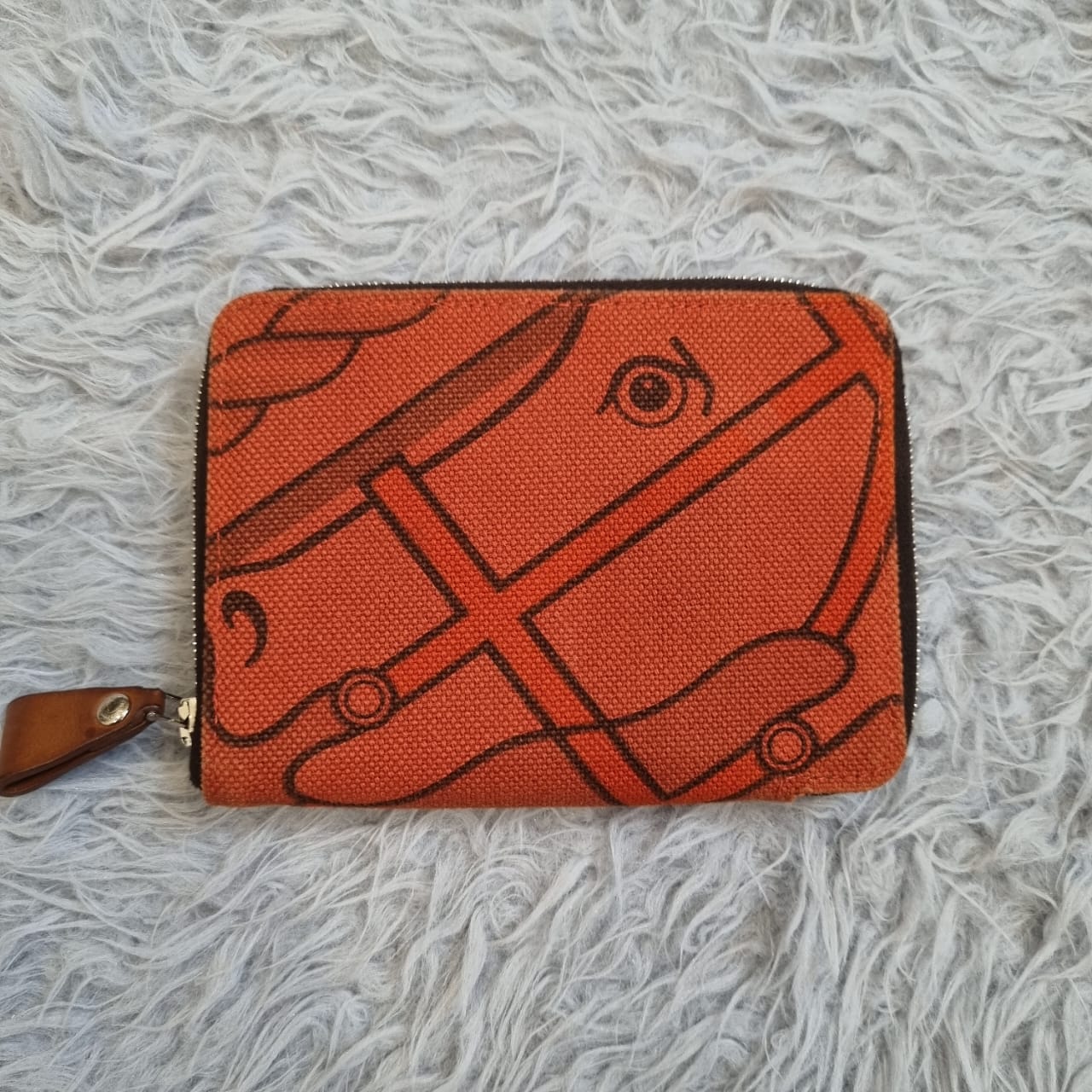 Hermes Quadrige Horse Print Canvas Orange Wallet #P tahun 2012 Size 13x10