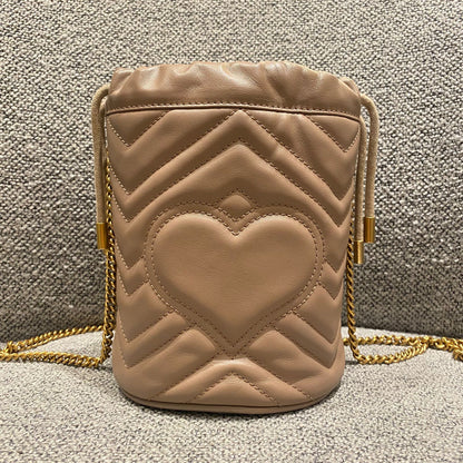 Gucci Matelasse Mini Bucket Bag Nude GHW Size 13x11x18